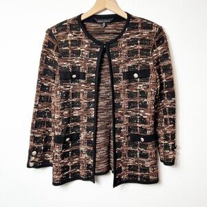 Ming Wang Women’s Sweater Cardigan Size XS Brown Textures Brand New